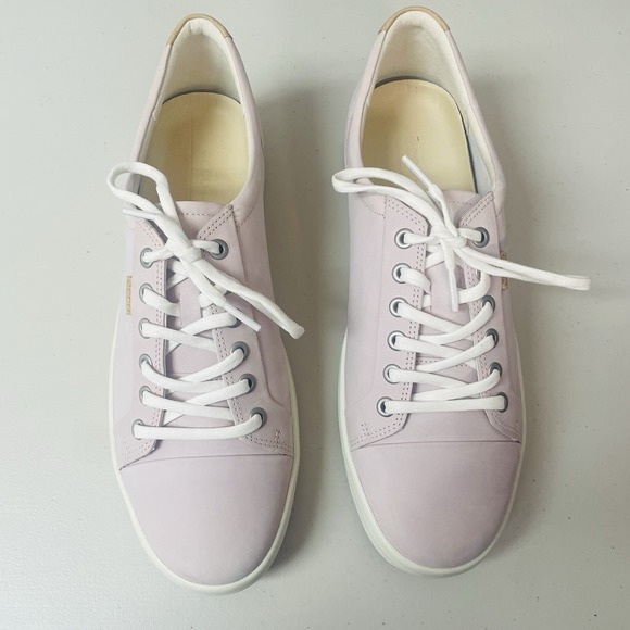 Ecco Womens 11 Soft 7 Light Pink Nubuck Leather Sneakers Classic - Picture 1 of 9